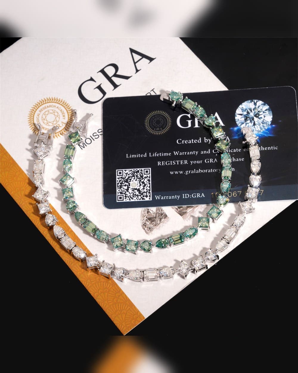 PRISME — bracelet tennis à formes mixtes avec sa carte de certificat GRA
