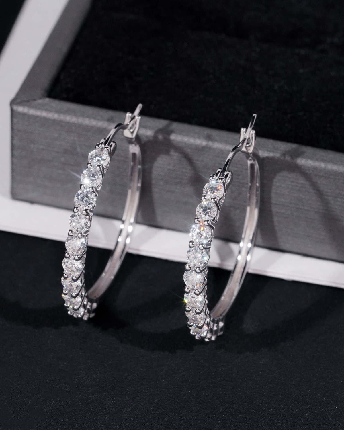 ARC — créoles en argent 925 et moissanite, finition argentée